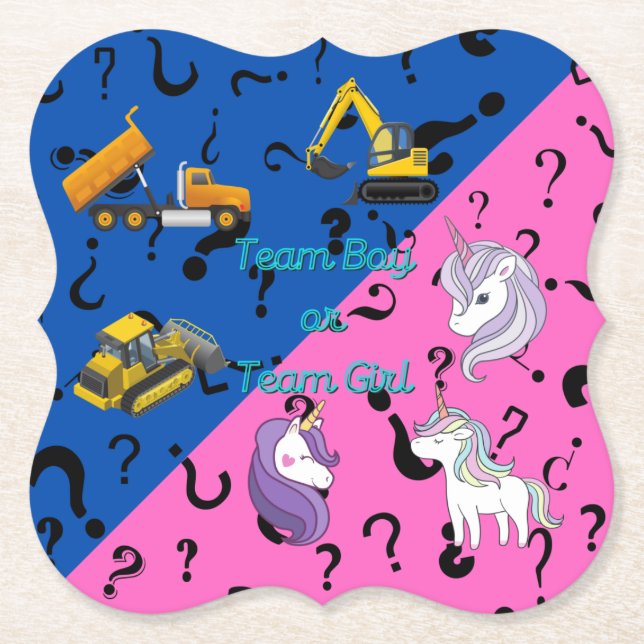 Team Boy vs Team Girl Heavy Equipment vs Unicorns Untersetzer (Vorderseite)