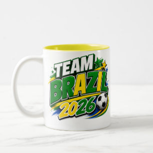 TEAM BRASIL 2026 Fußball-Fan-Tasse Brasilianisch Zweifarbige Tasse