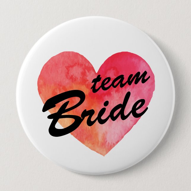 Team-Braut-Abzeichen | Watercolorherz Button (Vorderseite)