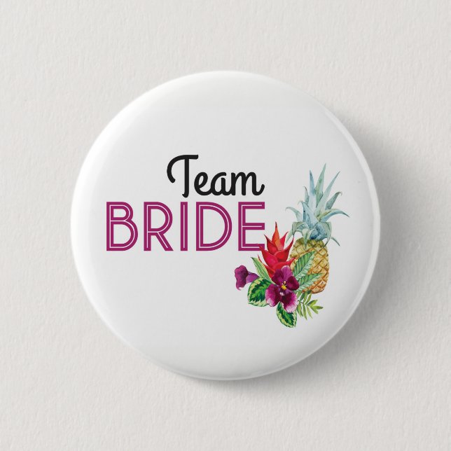 Team-Braut-Aloha Abzeichen Bachelorette Ananas Button (Vorderseite)