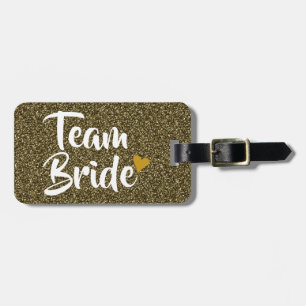 Team Braut Gold Herz Glitter Gepäckanhänger