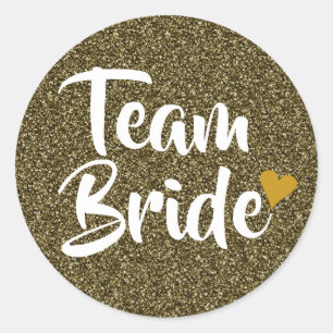 Team Braut Gold Herz Glitter Junggesellinnenabschi Runder Aufkleber