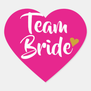 Team Braut Gold Herz Herz-Aufkleber