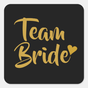 Team Braut Gold Herz Quadratischer Aufkleber