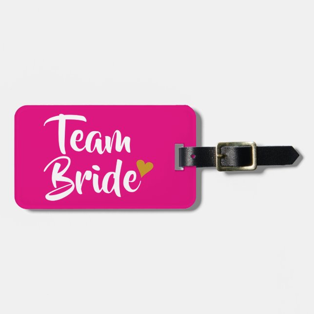 Team-Braut-Goldherz Gepäckanhänger (Vorderseite horizontal)