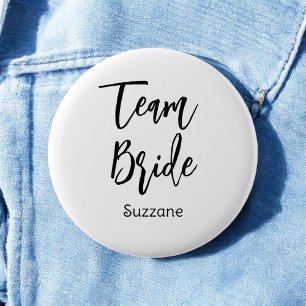 Team Braut Schwarz Weiße Hochzeits Knopf Button