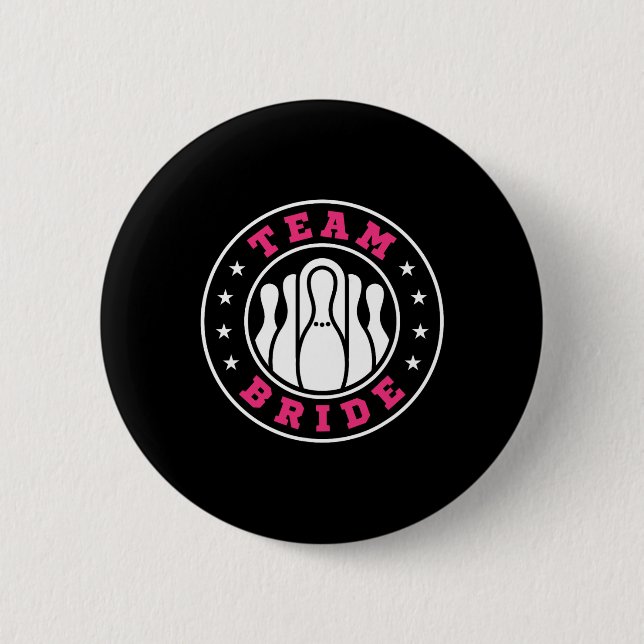 Team Braut Team Bräutigam Bowling Junggesellenabsc Button (Vorderseite)
