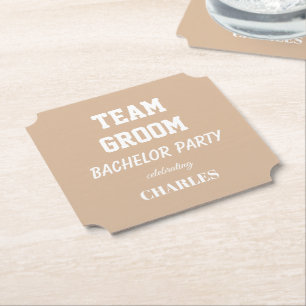 Team Bräutigam Beige Junggesellenabschied Untersetzer