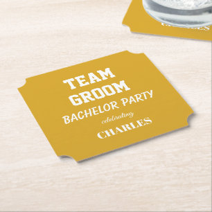 Team Bräutigam Golden Gelbe Junggesellenparty Untersetzer
