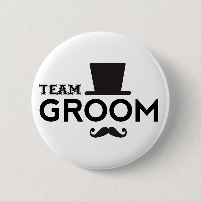 Team-Bräutigam mit Hut und dem Schnurrbart Button (Vorderseite)