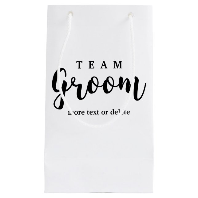 Team-Bräutigam-moderne Gastgeschenke Hochzeit für Kleine Geschenktüte (Vorderseite)