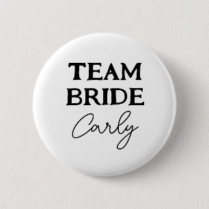 Team Bride Bachelorette Schwarzweiß-Name Button