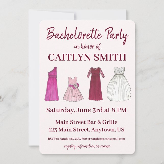 Team Bride Brautparty Junggeselinnen-Abschied Gown Einladung (Vorderseite)