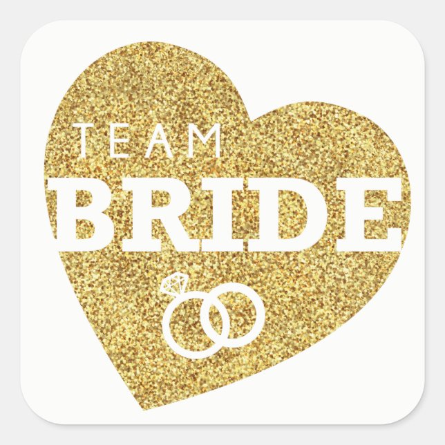 Team Bride Brautparty Stickers Gold Glitzer (Vorderseite)
