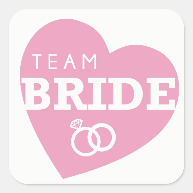 Team Bride Brautparty Stickers PINK Herz (Vorderseite)