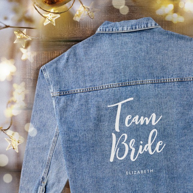 Team Bride Custom Name Wedding  Jeansjacke (Von Creator hochgeladen)