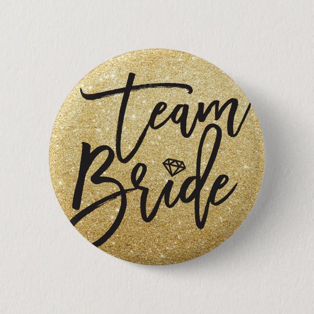 Team Bride Diamond Brautparty Chic Gold Glitzer Button (Vorderseite)