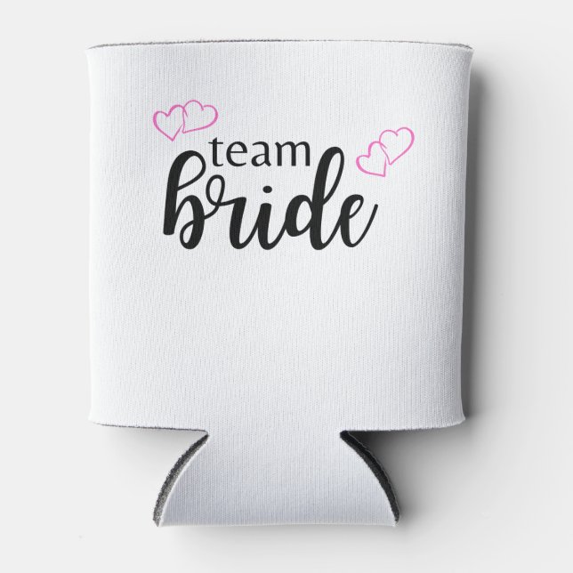 Team Bride Double Heart - schwarze Buchstaben Dosenkühler (Vorderseite)