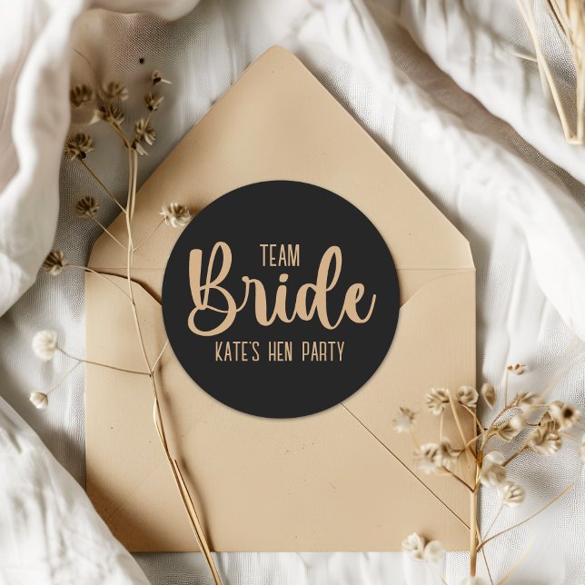 Team Bride Elegant Bachelorette Party Runder Aufkleber (Von Creator hochgeladen)