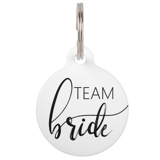 Team Bride Eleganter Minimalistischer Hund-Runde-T Haustiermarke (Vorderseite)