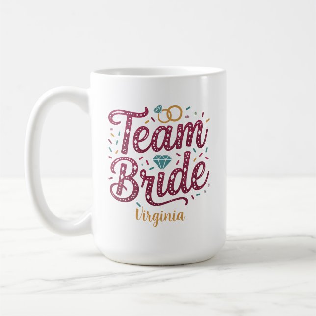 Team Bride Glitter Bridesmaid Favor Coffee Mug Kaffeetasse (Links)