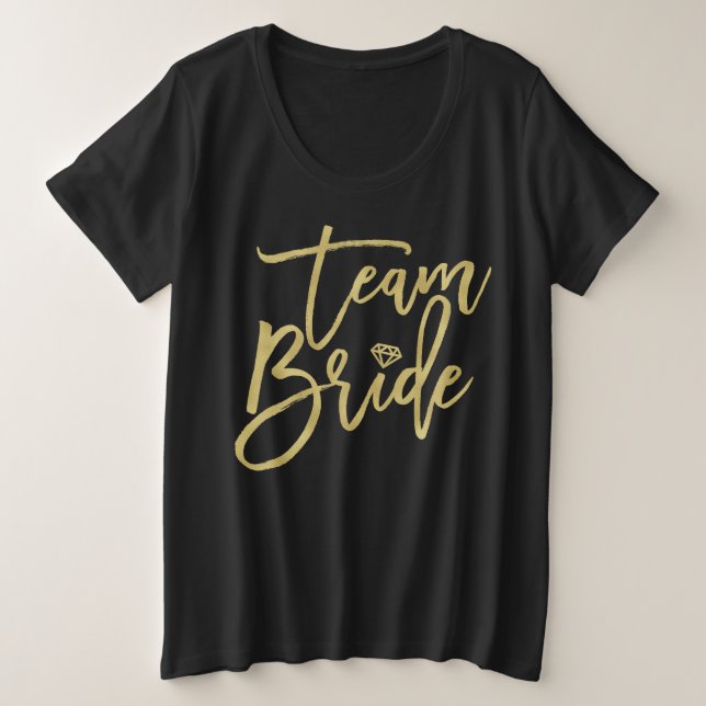 Team Bride Gold Brush Brautparty Wedding T - Shirt (Design vorne)