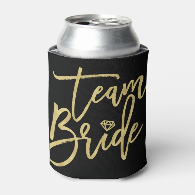Team Bride Gold Pinsel Skript Diamond Brautparty Dosenkühler (Kanne Vorderseite)