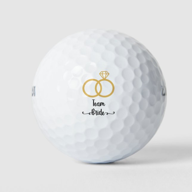 Team Bride Gold Wedding Rings Calligraphy Party Golfball (Vorderseite)