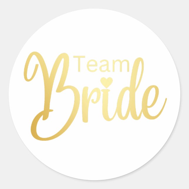 Team Bride Goldtypografie Runder Aufkleber (Vorderseite)