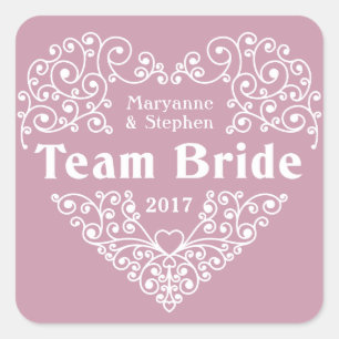 Team Bride individuellen Namen & Jahr Hochzeitsauf Quadratischer Aufkleber
