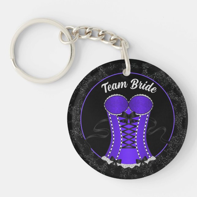 Team Bride Kokett Lila Corset Schlüsselanhänger (Vorderseite)