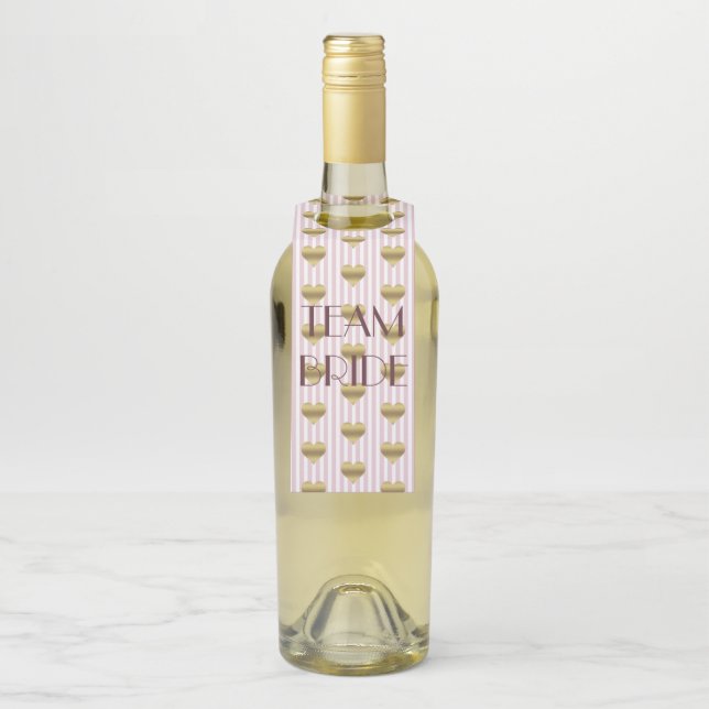 Team Bride Liebe Rosa Brautparty Flaschenanhänger (Auf Flasche)
