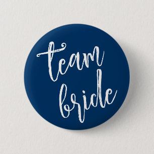 Team Bride Minimal Modern Blue Bachelerotte Party Button
