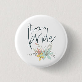 Team Bride Pastel Florals Wedding Button