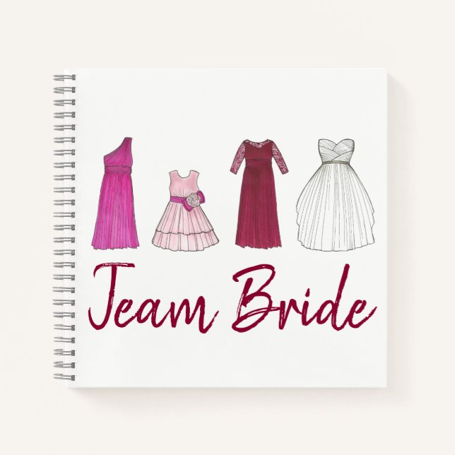 Team Bride Personalisiert Bridesmaid Wedding Party Notizbuch (Vorderseite)