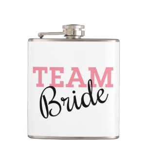 Team Bride Pink Script Flachmann