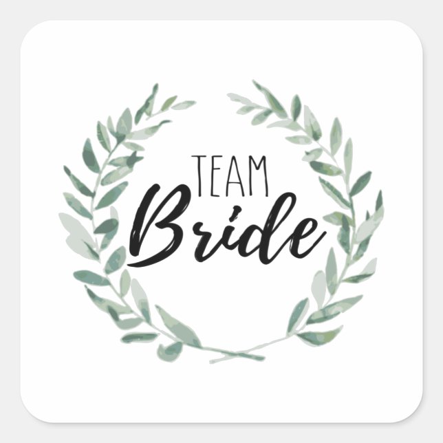 Team Bride Quadratischer Aufkleber (Vorderseite)