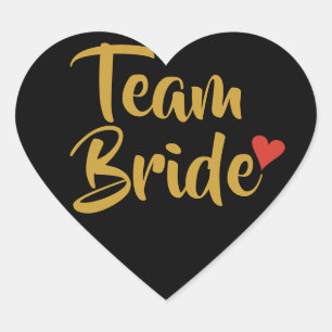 Team Bride Red Heart Herz-Aufkleber