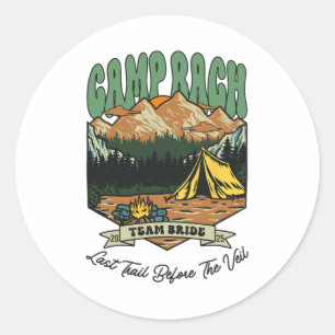 Team Bride Retro Camp Bach Camping Bachelorette Es Runder Aufkleber