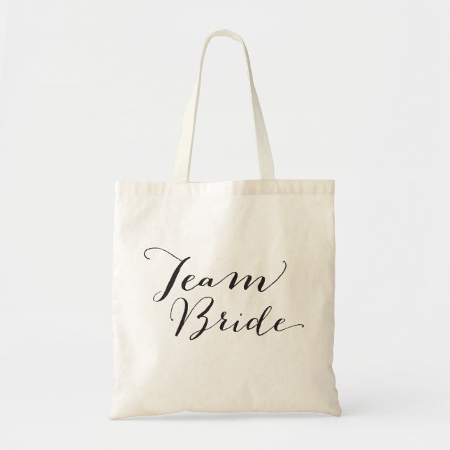 Team Bride Script Bridal Party Wedding Tote Bag Tragetasche (Vorne)