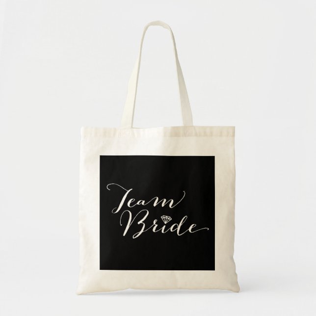 Team Bride Script Diamond Bridal Party Wedding Bag Tragetasche (Vorne)