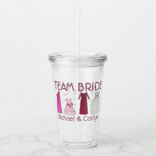 Team Bride Wedding Brautparty Bridesmaid Gowns Acryltrinkbecher