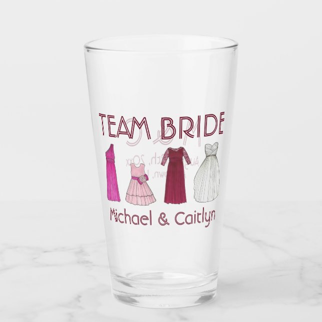 Team Bride Wedding Brautparty Bridesmaid Gowns Glas (Vorderseite)