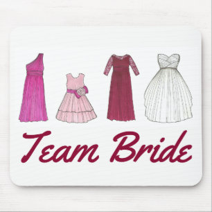 Team Bride Wedding Brautparty Gown Dress Mousepad