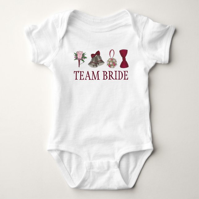 TEAM BRIDE Wedding Bridal Rose Party Flower Girl Baby Strampler (Vorderseite)