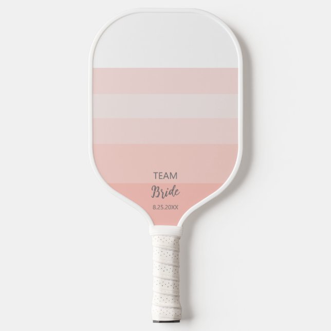 Team Bride Wedding Party Rosa Streifen Personalisi Pickleball Schläger (Vorderseite)