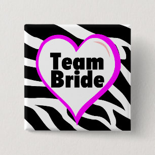 Team Bride Zebra Stripes Button
