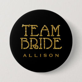 Team Bridge Gold Imitate Glitzer Name Tag Button