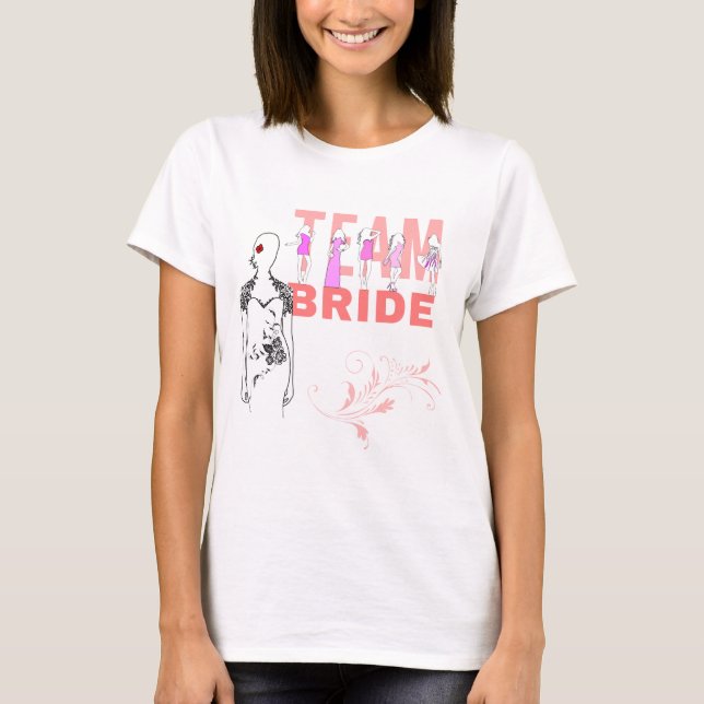 Team Bridge lustig, elegant, rosa T-Shirt (Vorderseite)
