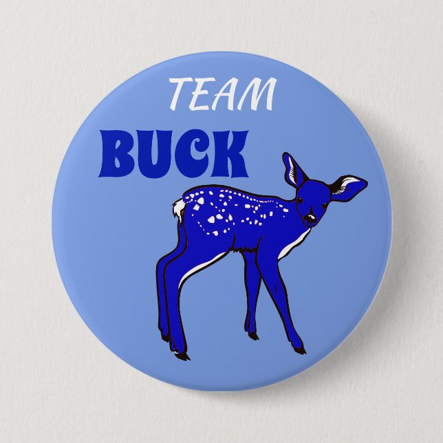 "Team Buck" Blue Gender Reveal Button (Vorderseite)